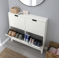 Schuhschrank weiss 4 Klappen aus Holz