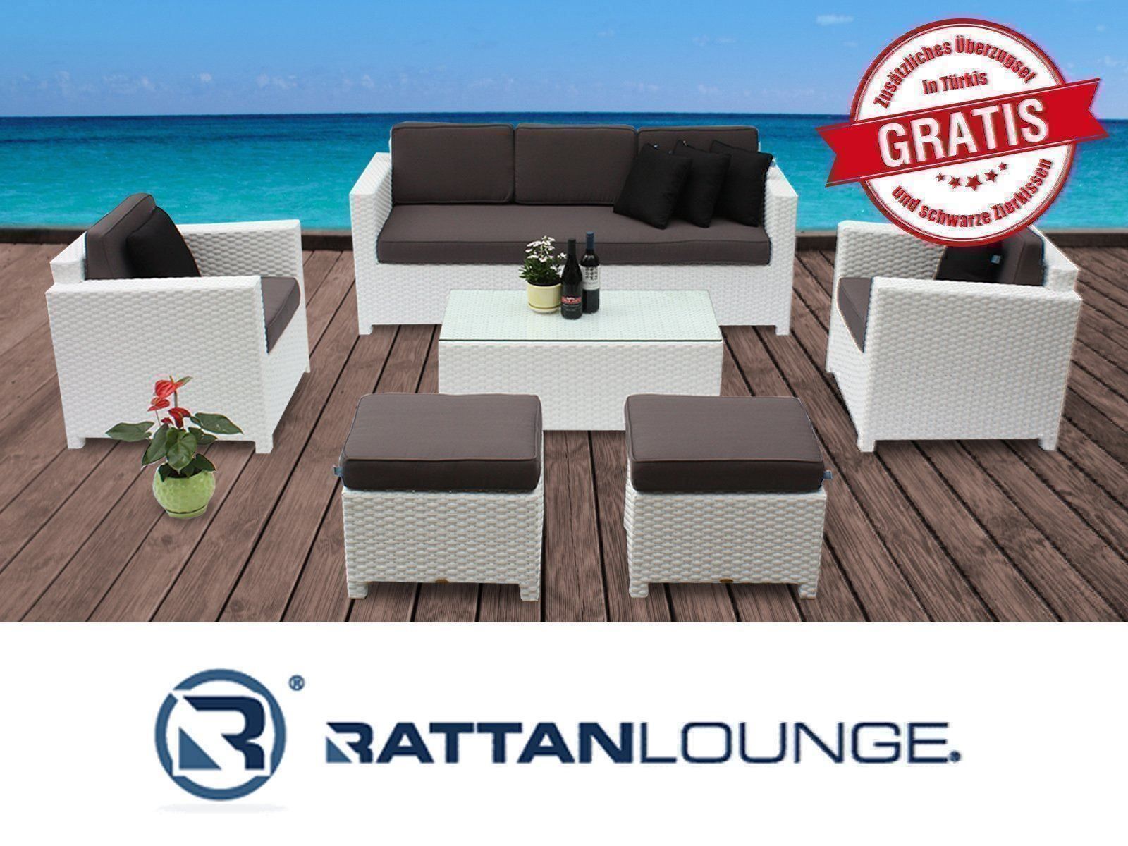 Divani: Loungeset weiss - Gartenmöbel aus Rattan – Nuovo e nell'imballaggio originale da Bern venduto da rattan-lounge 2