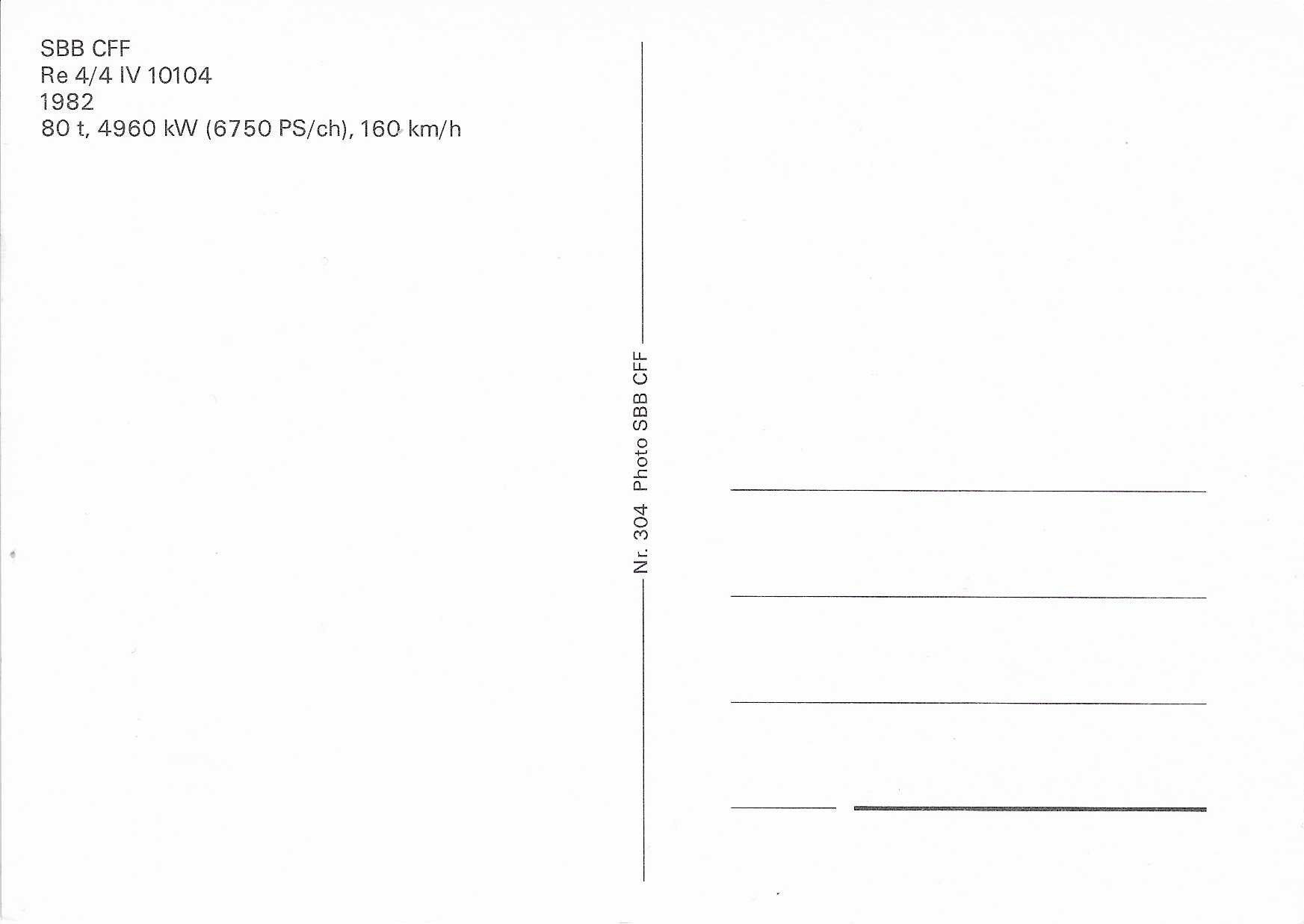 Cartoline postali: SBB CFF Re 4/4 IV 10104 1982 – Nuovo (secondo la descrizione) da Rothrist venduto da Stranglehold 1