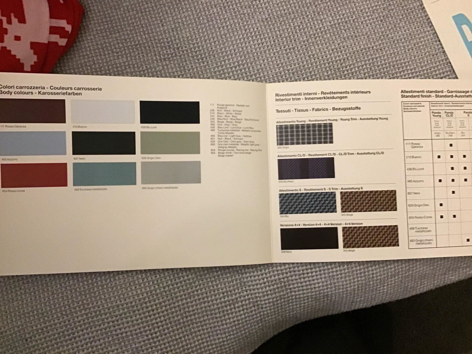 Fiat Dokumente: Fiat Panda Farbpalette 2/1988 – Gebraucht aus Scherzingen von Starseller62 1