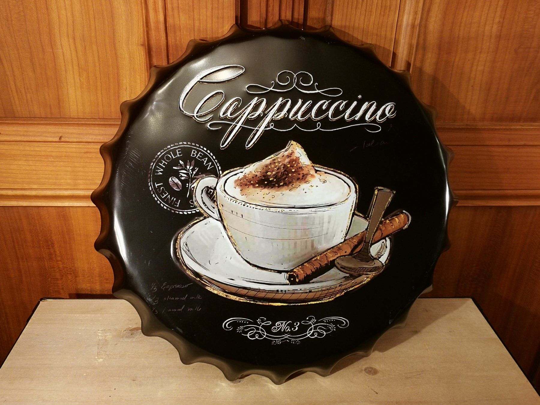 Insegne: Blechschild "Cappuccino" in Form eines Kronkorkens – Usato da Wagenhausen venduto da Simbad