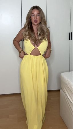 Sommerkleid lang gelb mit Cutout Gr. M neuw.