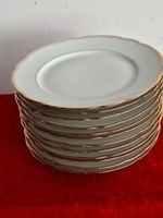 Exquisite 12er Teller-Set mit Goldrand, schlicht & elegan...