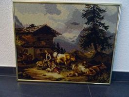 Stoffbild "Bauernhof" nach Albert Anker