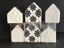 Design-Dekoration Porzellan-Häuschen NEU OVP Geschenk 6 Stk