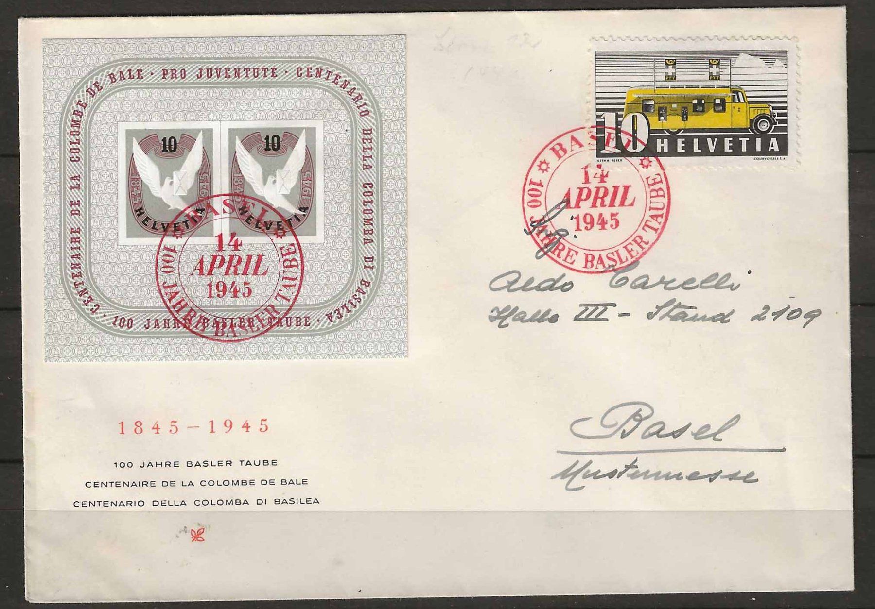 Tutti i francobolli: FW23 - FDC Bloc 100 ans Colombe de Bâle – Usato da Trélex venduto da Phil_Albert