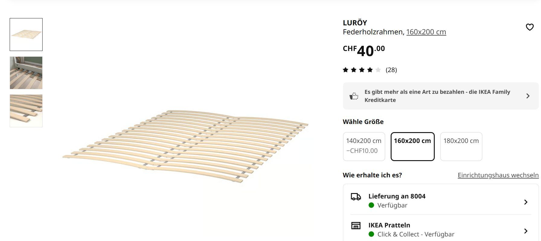 Ikea Reti a doghe: IKEA LURÖY Slatted Bed Base 160x200 cm – Usato da Basel venduto da melisaaltindag 2