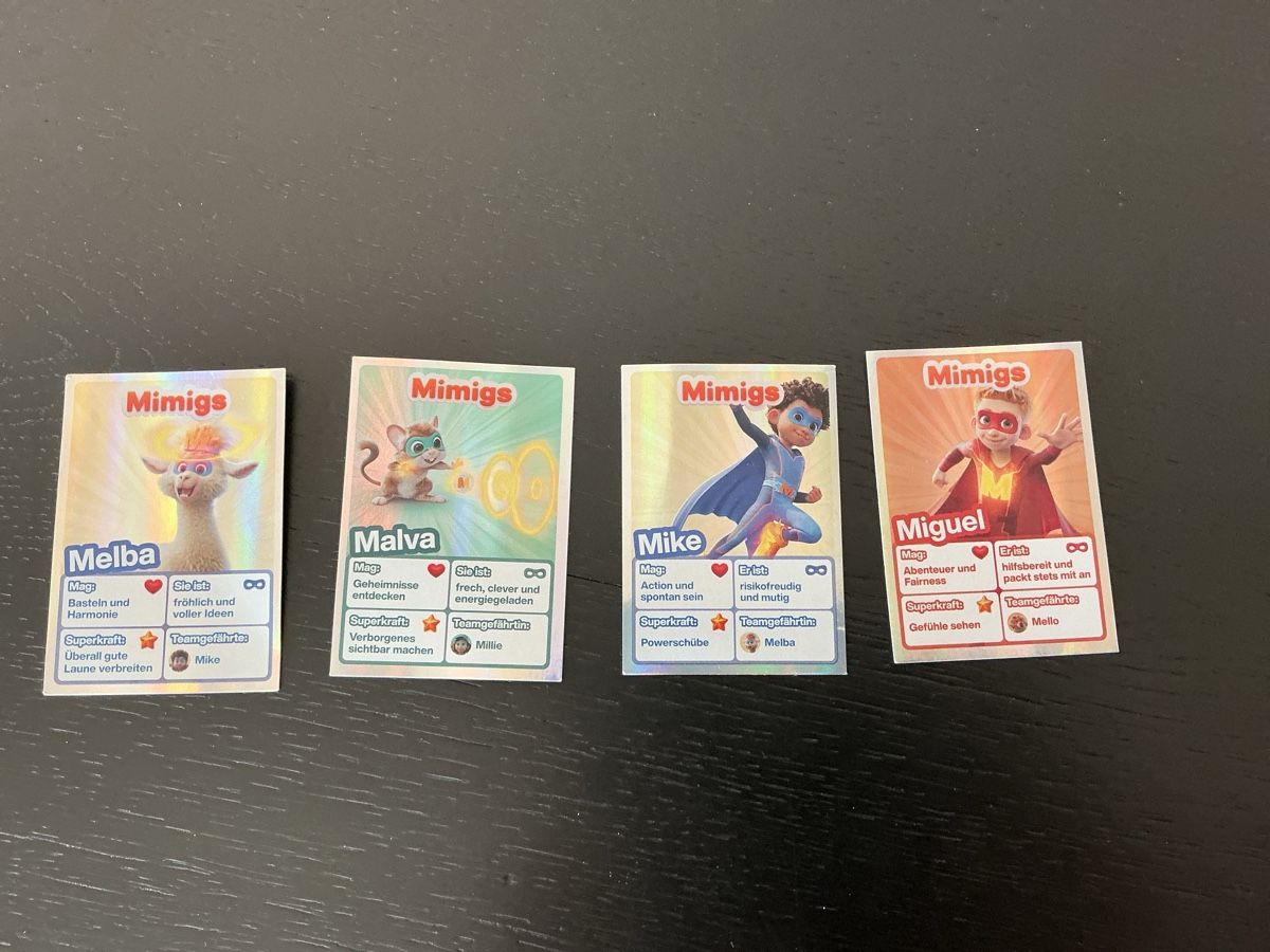 Migros Carte collezionabili: 4 MIGROS MIMIGOS CARDS: MID QUALITY  – Usato da Baar venduto da jjh_kh7p