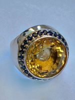 Silber Ring Citrin Saphir Grösse 56 Neu