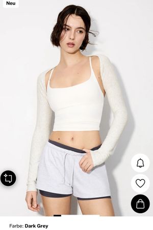 Bolero Shrug gerippt beige Langarm Grösse M