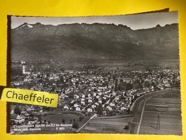 Flugaufnahme BUCHS (St.G.) im Rheintal. Blick zum Alpstein