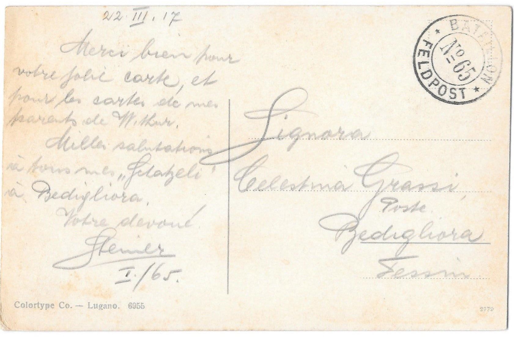 Cartoline postali: Gandria mit Dampfschiff "Sempione" Feldpoststempel – Usato da Olten venduto da clotaldi 1
