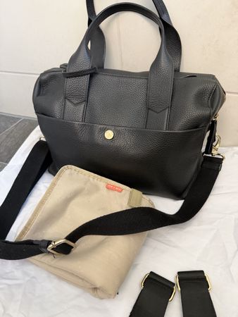 Wickeltasche JEM + BEA schwarz Leder mit Wickelungerlage