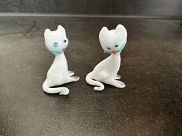 Mini-Glas-Katzen, zuckersuess, 2 Stueck, neuwertig