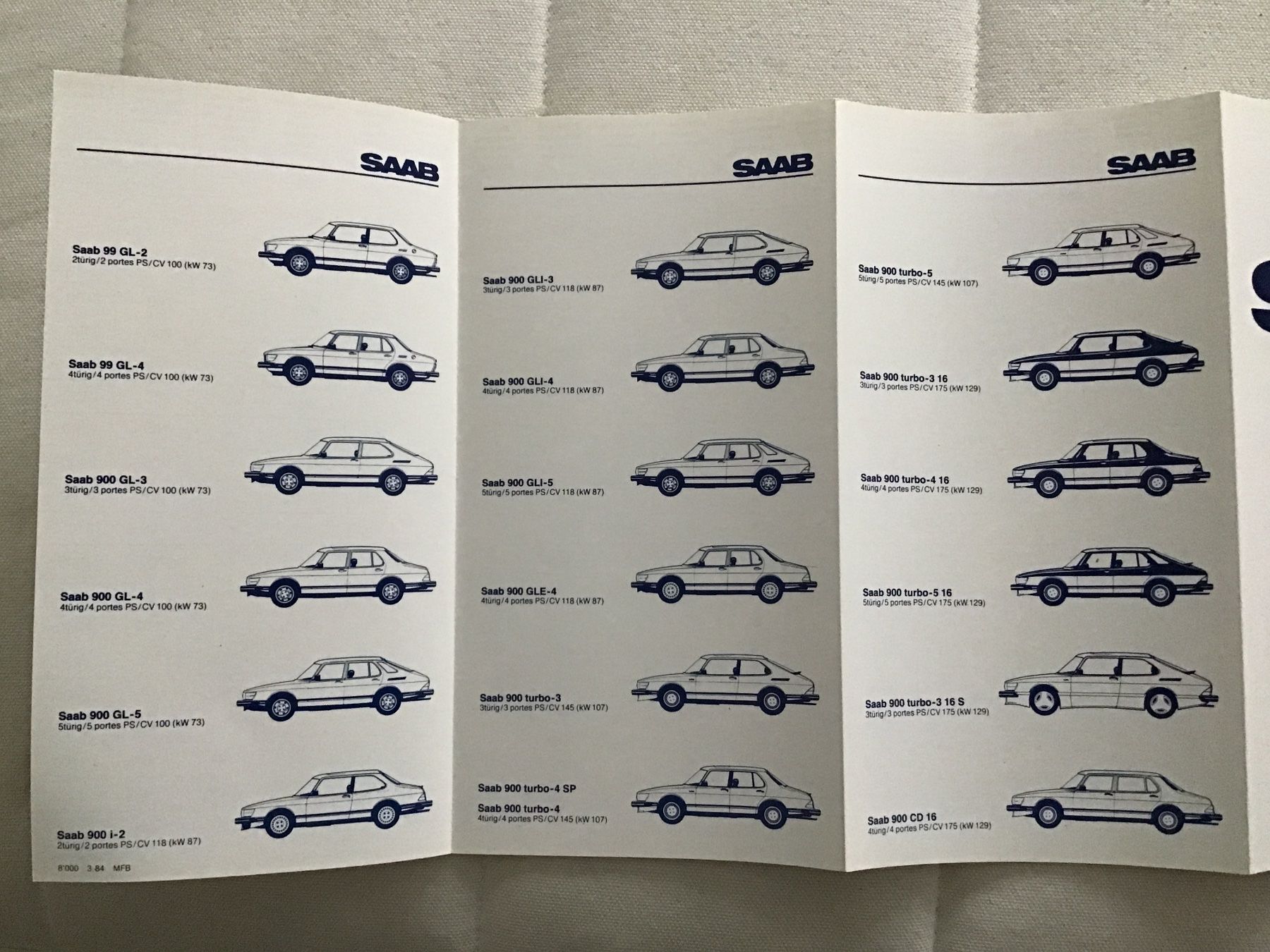Saab Documenti: Saab Preisliste April 1984 – Usato da Scherzingen venduto da Starseller62 2