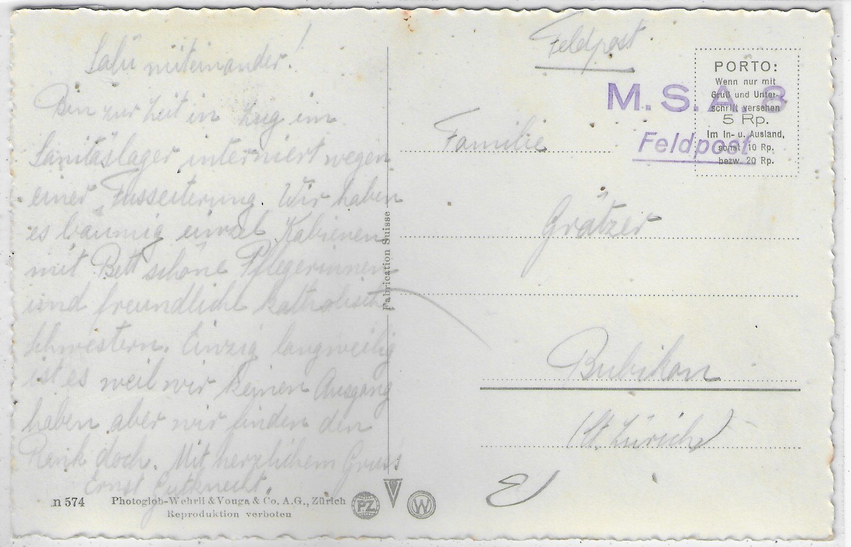 Cartoline postali: Zug und die Berner Hochalpen – Usato da Ettingen venduto da Kartenplanet 1