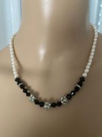 Extravagantes Echt Perlen-Collier mit Ziersteinen, 46cm