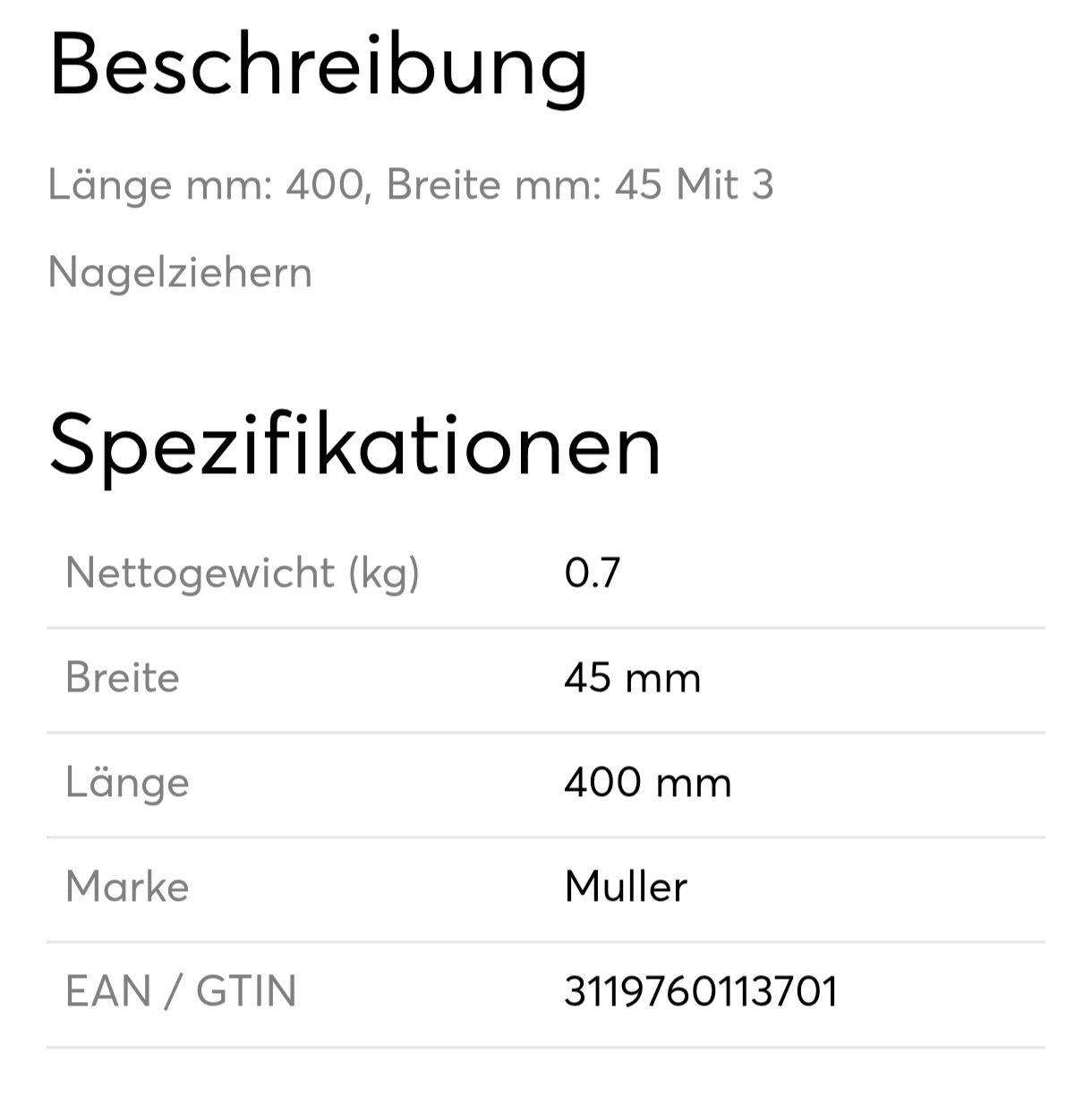 Alle Werkzeuge: Brecheisen Müllerbar CMS  – Neu und originalverpackt aus Niederuzwil von TaurexTools 1