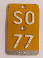 Velonummer SO 77 Mofanummer gelb plaque Mofa