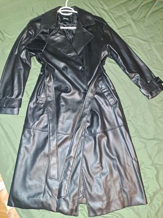 Kunstleder Trenchcoat Damen Schwarz Grösse S