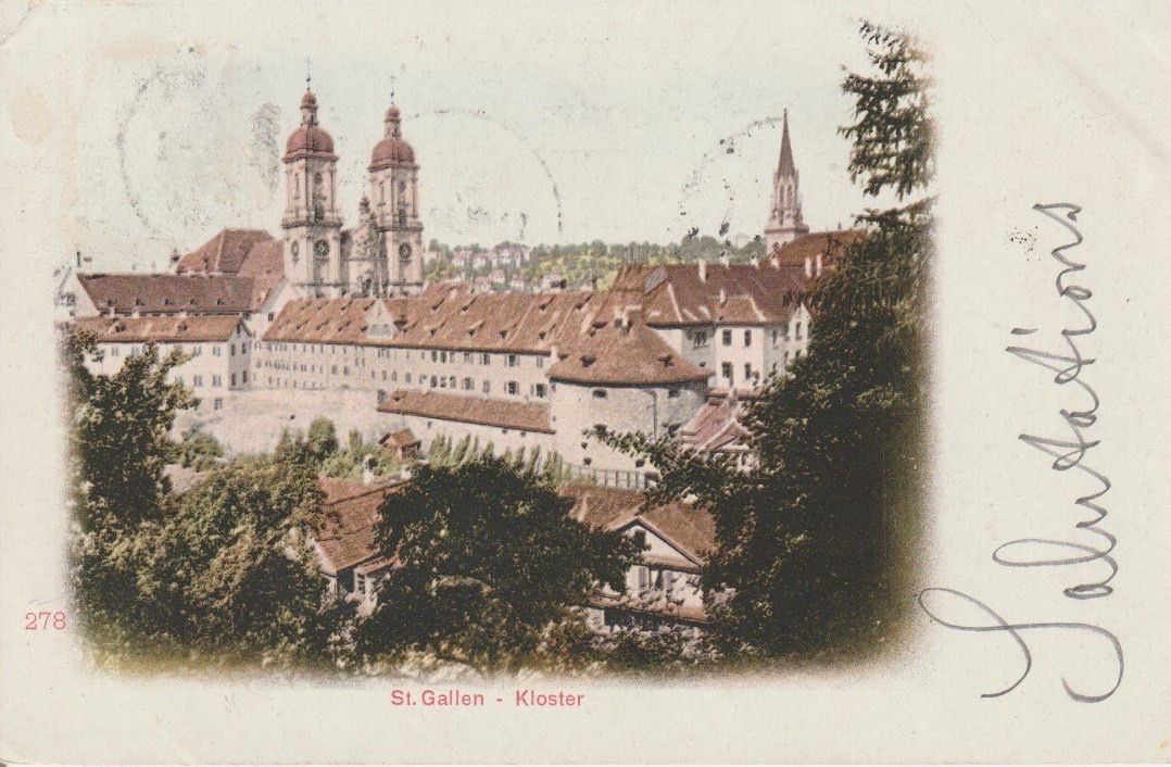 Cartoline postali: AB 137 St. Gallen, Kloster, 1902 – Usato da Freienbach venduto da Bhaltis