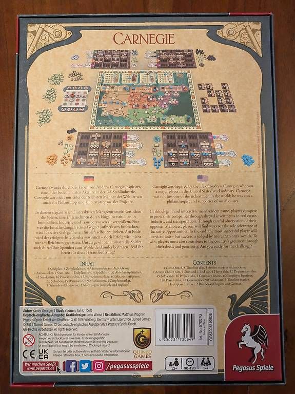 Pegasus Spiele Spiele: Carnegie (EN, Brettspiel) – Gebraucht aus Zürich von leporte 1