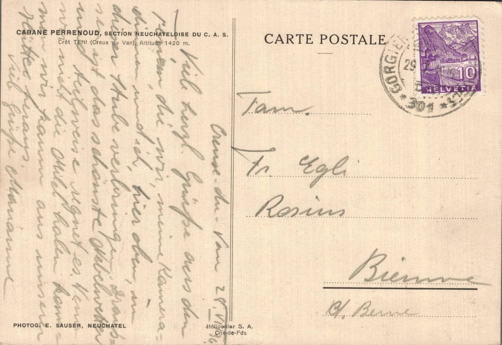 Cartoline postali: Alte Ansichtskarte Bergbeiz Cabane Perrenoud C.A.S. 1936 – Usato da Luzern venduto da Kartenansicht 1