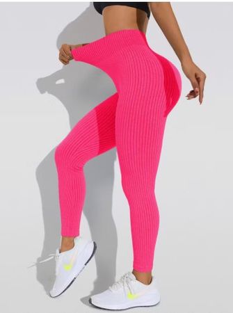 NEUE gerippte (Sport-) Tight uni pink Gr. XS - 225447