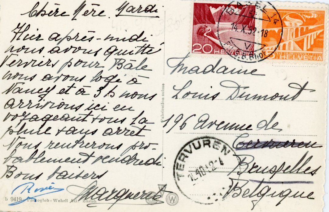 Cartoline postali: Basel   BS  -   Tram & Autos  /  Bargfüsserplatz   um 1952 – Usato da Brig venduto da Valcards54 1