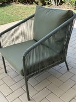 2 hochwertige Outdoor Lounge Sessel – Salbeigrün