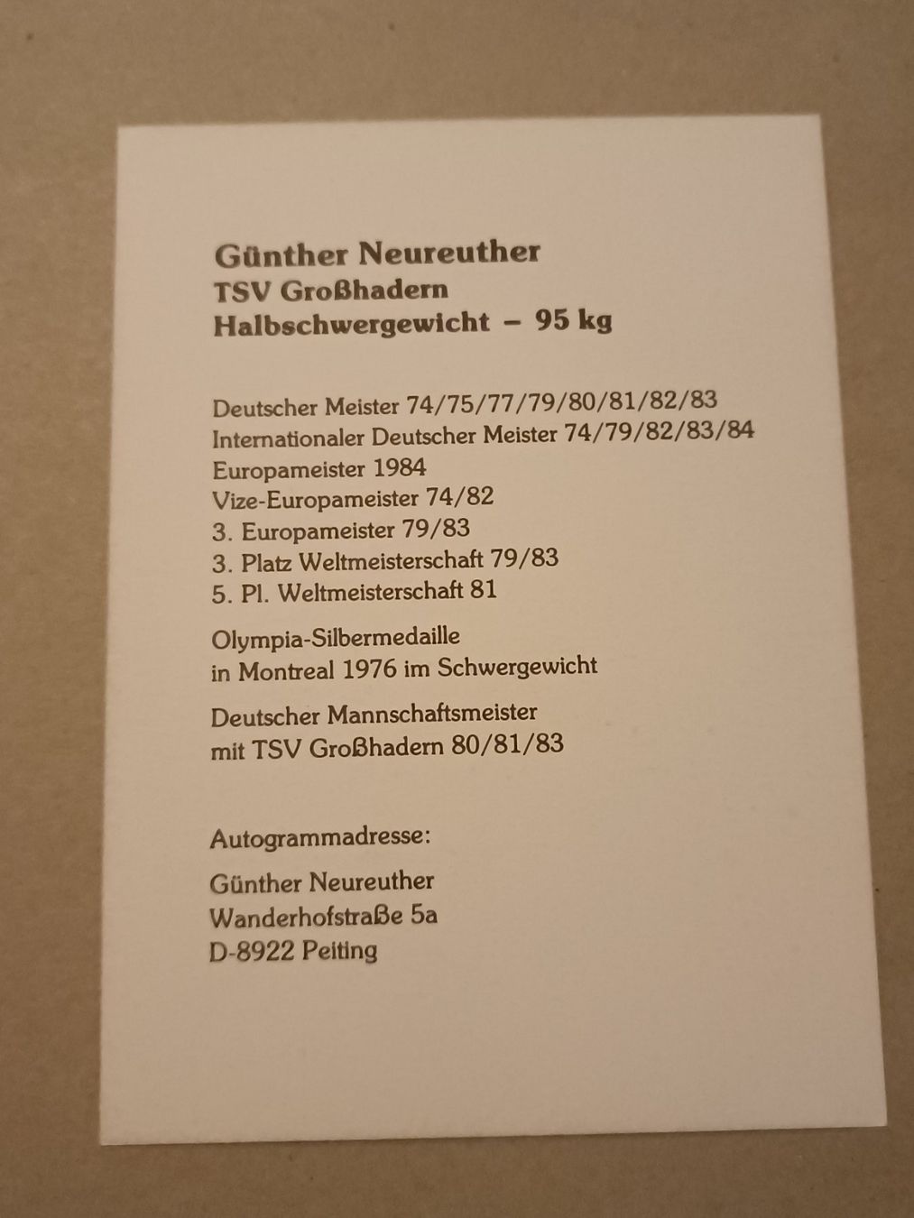 Autografi: Günther Neureuther - Olympia Silber – Usato da Menziken venduto da Artographs 1