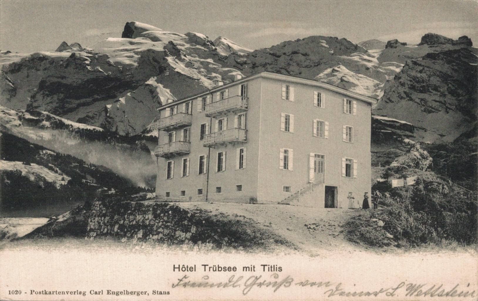 Ansichtskarten: Alte Ansichtskarte Hotel Trübsee mit Titlis, Engelberg, 1903 – Gebraucht aus Luzern von Kartenansicht