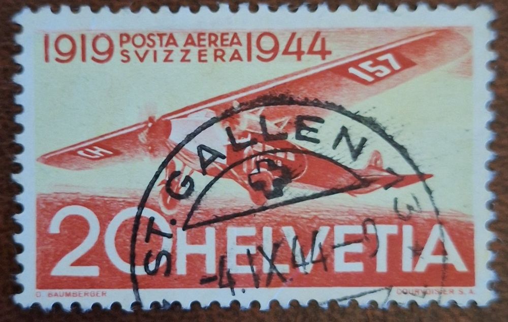 Timbre posta area Svizzera 1944 oblitéré ST. GALLEN (Gebraucht) in ...