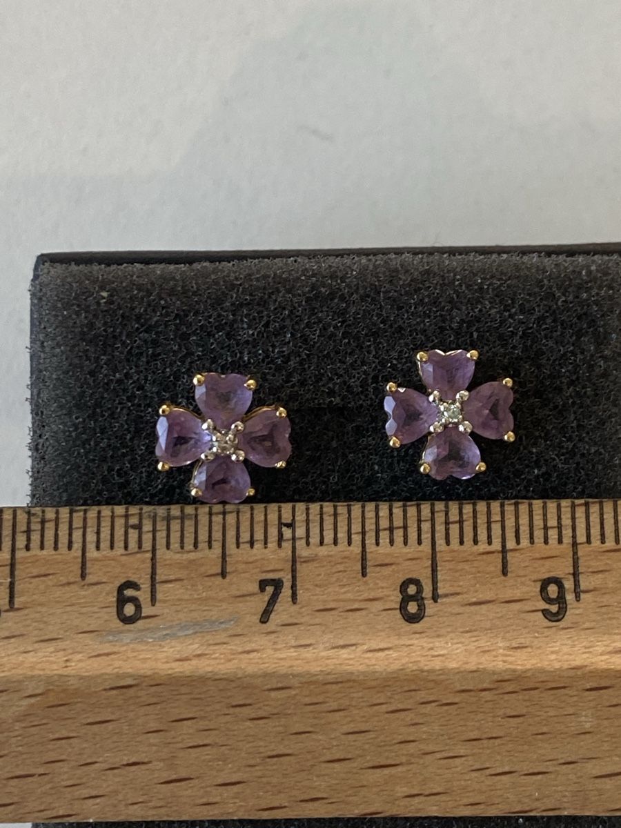 Christ Orecchini pendenti & Orecchini a lobo: Ohrstecker Kleeblatt Design echte Amethysten – Usato da Engelburg venduto da Lallylala 3