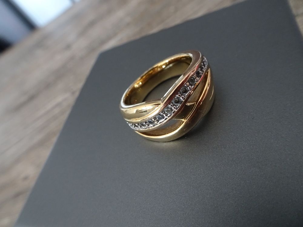Pierre Lang Goldring Ring vergoldet mit Zirkonia Steinen Kaufen auf Ricardo