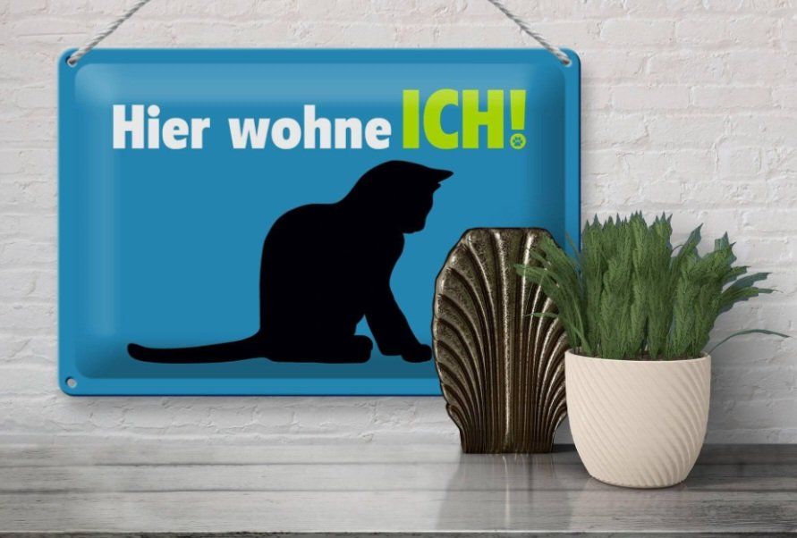 Katzenschild hier wohne ich aus Blech NEU | Kaufen auf Ricardo