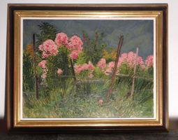 Original Oelgemälde von "K. Lanz, Blumengarten"