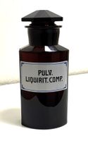 Apothekerflasche Braunglas Pulv. Liquirit. Comp. Stopfen TOP