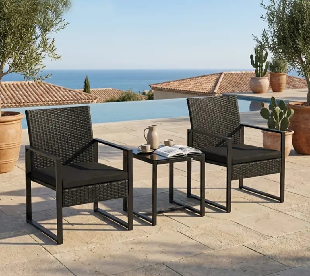 Tischset: 3-teiliges Rattan Bistro-Set – Neu und originalverpackt aus Hochdorf von b1.p