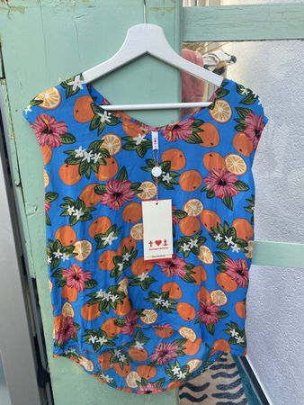 Blutsgeschwister Damen Bluse Gr. L Orangen-Muster NEU 🍊