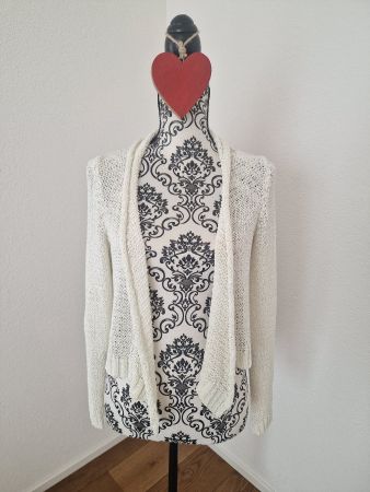 Strickjacke weiss schimmernd Gr L HALLHUBER top Zustand