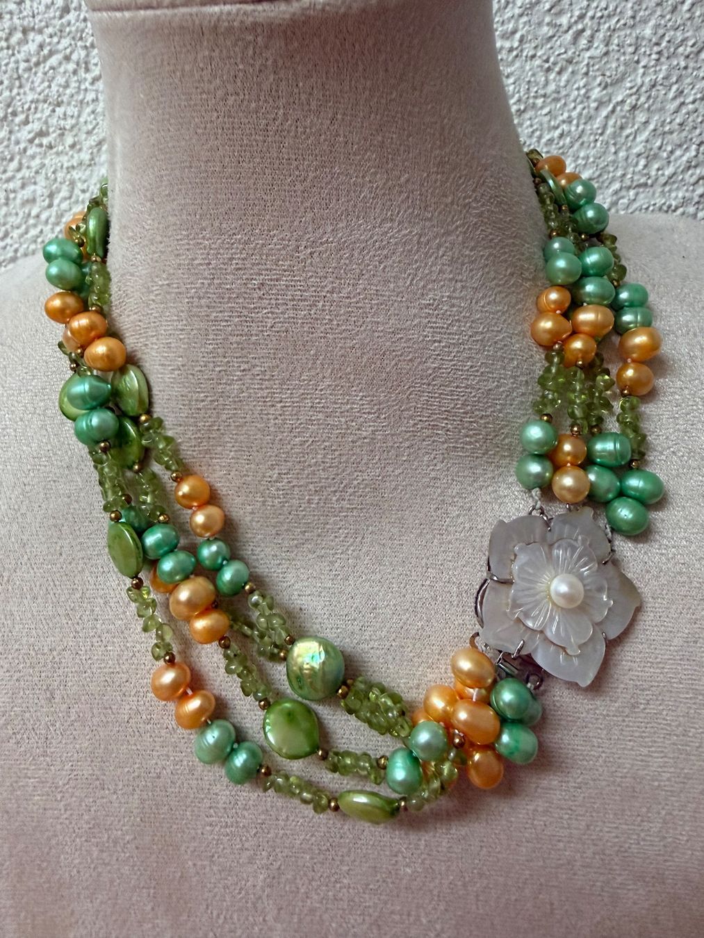 Catenine: Echte Perlen und Peridot Kette – Usato da Spiegel b. Bern venduto da Rogger72 1