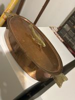 Poissonnière en cuivre avec insert, 50 cm, bon état