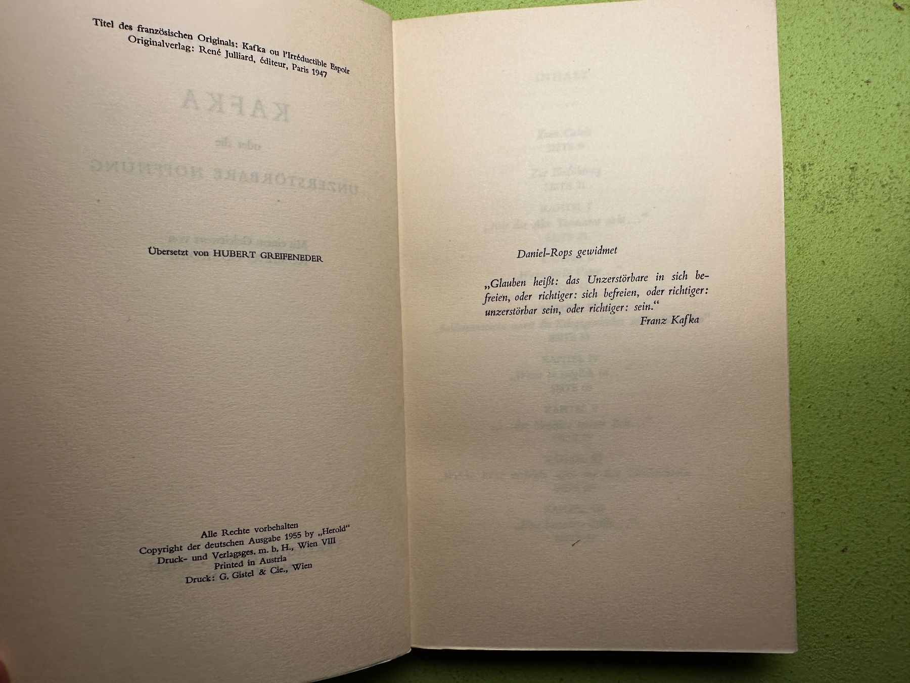 Libri: Robert Rochefort: Kafka oder die unzerstörbare Hoffnung. – Usato da Zürich venduto da allp 2