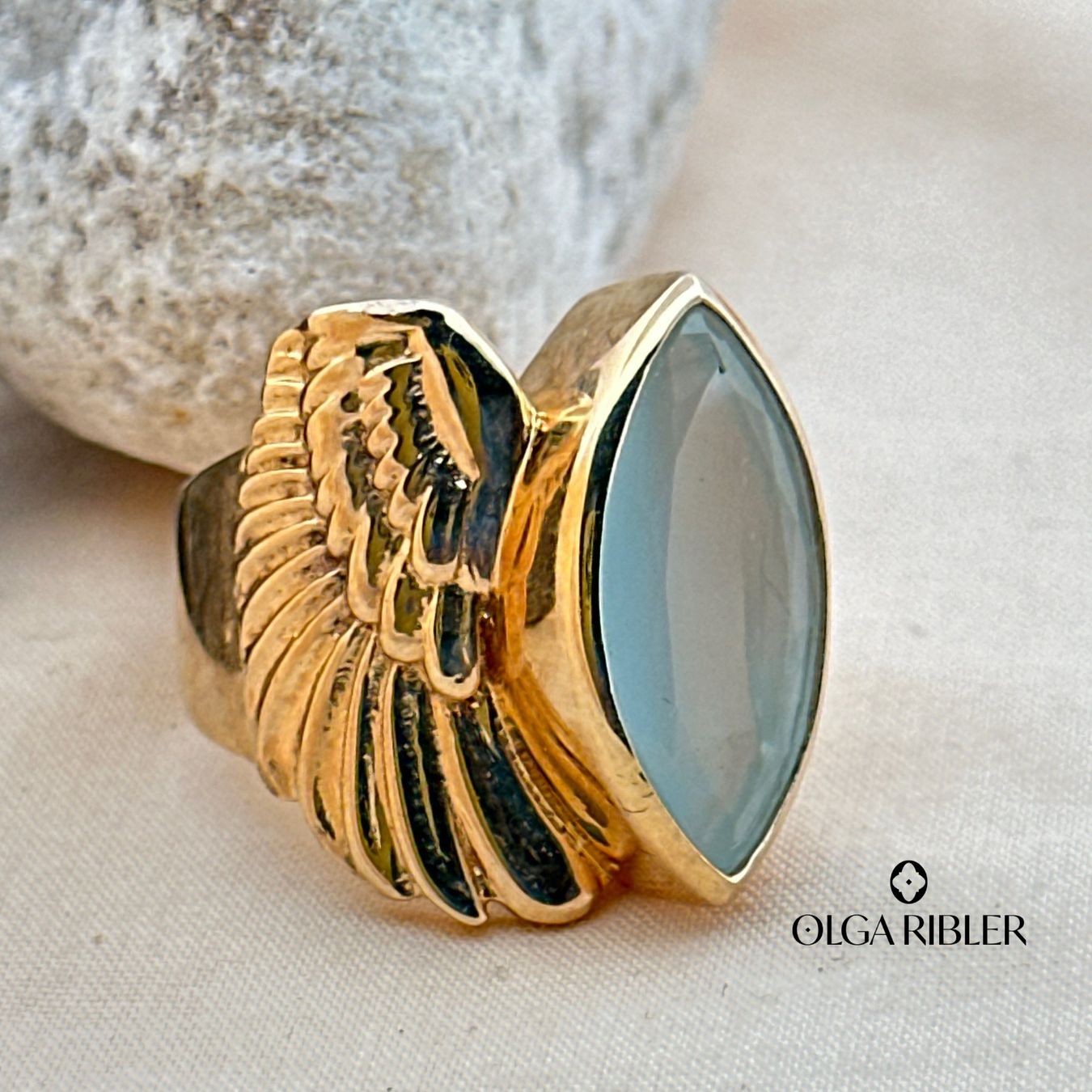 Olga Ribler Bagues: Statement Silber Ring 925 Grösse 54 mit Aquamarin – Neuf (Voir description) à Luzern par Schmuckoutlet 3