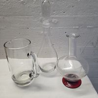 Karaffe Dekanter Krug Glas rot,  3 teiliges Set