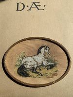 Antikes Perlenstickerei Bild Pferd ca 1900