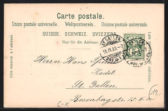 Cartoline postali: Litho St. Gallen, Ostschweiz. Kadettenta – Usato da Berlin venduto da bartko-reher 1