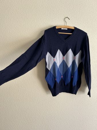 Pull Camicissima laine & cachemire bleu marine losanges