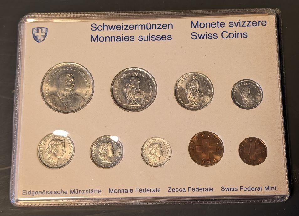 Tutti le monete: Münzsatz Schweiz 1974 stgl. – Nuovo (secondo la descrizione) da Arch venduto da coinsandmore 1